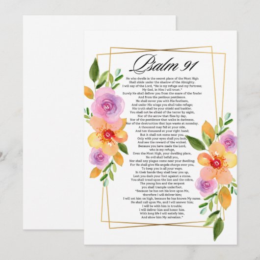 Psalm 91 Floral Geometrisch Lijst Feestdagenkaart (Voorkant / Achterkant)