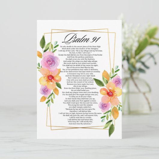 Psalm 91 Floral Geometrisch Lijst Feestdagenkaart (Staand voorkant)