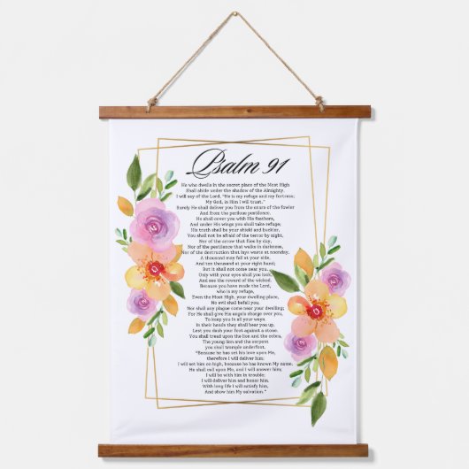 Psalm 91 Floral Geometrisch Lijst Hangend Wandkleed (Voorkant)