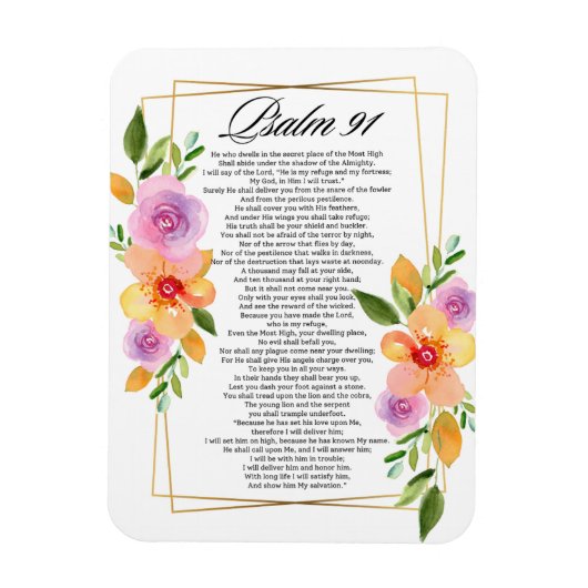 Psalm 91 Floral Geometrisch Lijst Magneet (Verticaal)