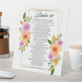 Psalm 91 Floral Geometrisch Lijst Reclamebord Met Voetstuk