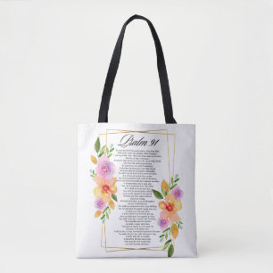 Psalm 91 Floral Geometrisch Lijst Tote Bag