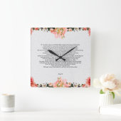 Psalm 91 Flower Acrylic Wall Clock Vierkante Klok (Huis)