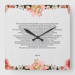 Psalm 91 Flower Acrylic Wall Clock Vierkante Klok
