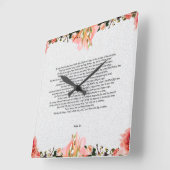 Psalm 91 Flower Acrylic Wall Clock Vierkante Klok (Hoek)