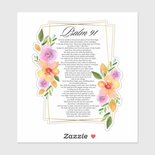 Psalm 91 Geometrisch Lijst Bloemen Sticker (Vel)