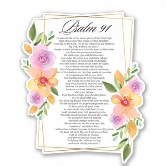 Psalm 91 Geometrisch Lijst Bloemen Sticker (Voorkant)