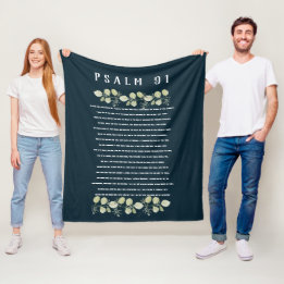 Psalm 91 Green Eucalyptus Leaves Scripture Verse Fleece Deken