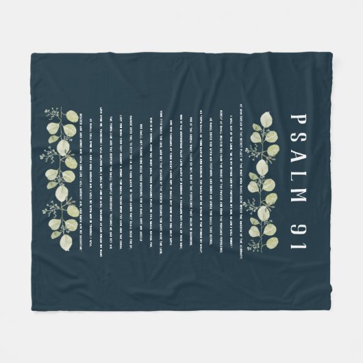 Psalm 91 Green Eucalyptus Leaves Scripture Verse Fleece Deken (Voorkant (Horizontaal))