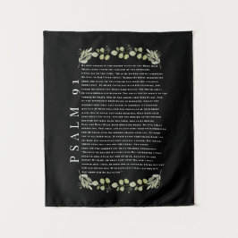 Psalm 91 Groene Schriftuur Christelijke Botanische Wandkleed