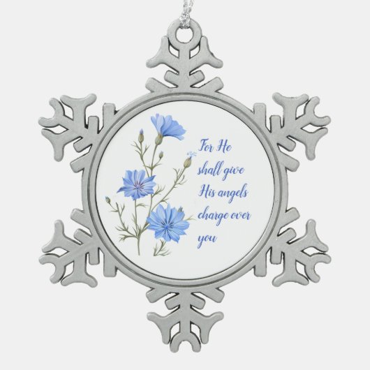 Psalm 91  He Shall Give His Angels Inspirational Tin Sneeuwvlok Ornament (Voorkant)