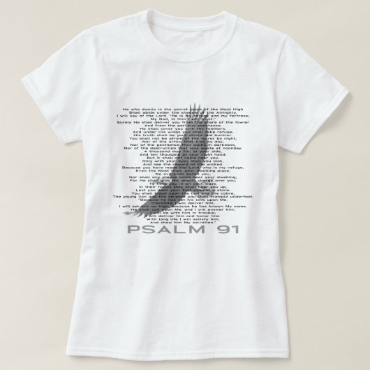 Psalm 91 Kunst van de Schrift met het shirt van Ea (Design voorkant)