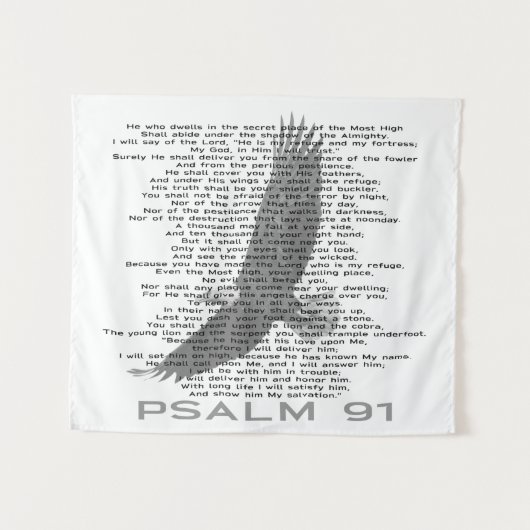Psalm 91 Kunstmatige zwarte en witte arend tapijt Wandkleed (Voorkant (horizontaal))