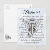 Psalm 91 Letter J Angel Wings Halo Briefkaart (Voorkant / Achterkant)