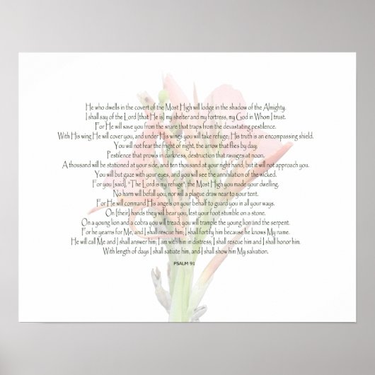 Psalm 91 Lily Bloem Mijn God is wie ik vertrouw Poster (Voorkant)