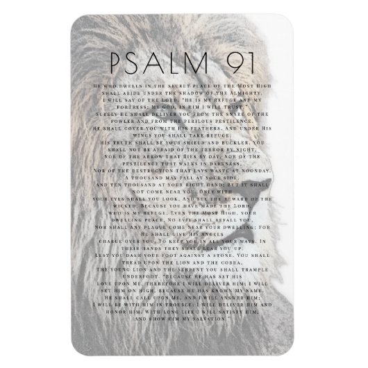 Psalm 91 Lion Head Bijbel Verse Magneet (Verticaal)