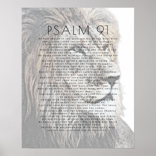 Psalm 91 Lion Head Christelijk Poster (Voorkant)