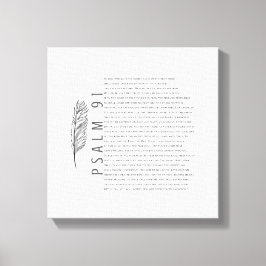 Psalm 91 Modern Black White Feather Bible Verse Canvas Afdruk