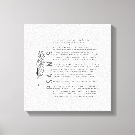 Psalm 91 Modern Black White Feather Bible Verse Canvas Afdruk (Voorkant)