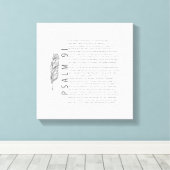 Psalm 91 Modern Black White Feather Bible Verse Canvas Afdruk (Insitu (Houten vloer))