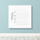 Psalm 91 Modern Black White Feather Bible Verse Canvas Afdruk (Insitu (Houten vloer))