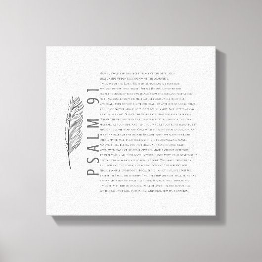 Psalm 91 Modern Zwart Wit Veer Bijbelvers Canvas Afdruk (Voorkant)