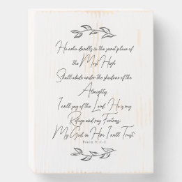 Psalm 91 Moderne bijbelkunst met botanische blader Houten Kist Print