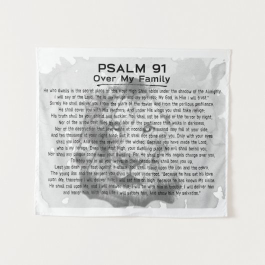 Psalm 91 - Muur met zwarte en witte luis Wandkleed (Voorkant (horizontaal))