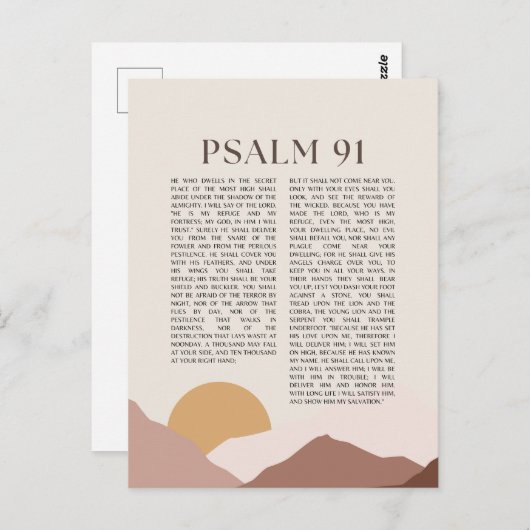 Psalm 91 NKJV Bijbelvers Briefkaart (Voorkant / Achterkant)