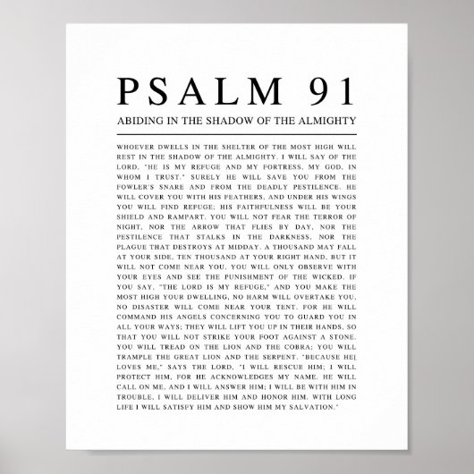 Psalm 91 NKJV Bijbelvers Poster (Voorkant)