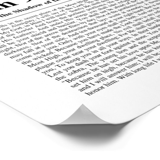 Psalm 91 NKJV Bijbelvers Poster (Hoek)