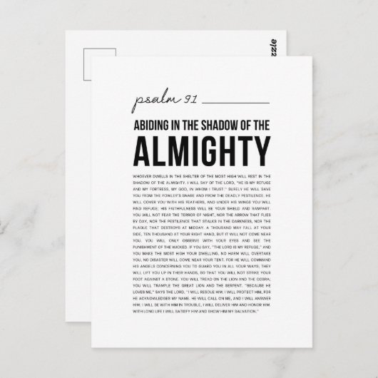 Psalm 91 NKJV Briefkaart (Voorkant / Achterkant)