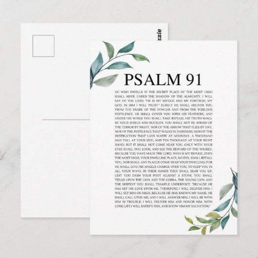 Psalm 91 NKJV Briefkaart (Voorkant / Achterkant)