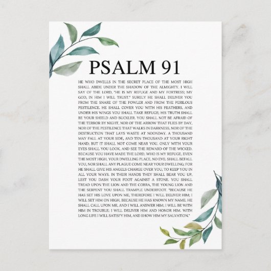 Psalm 91 NKJV Briefkaart (Voorkant)