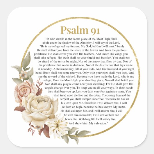 Psalm 91 NKJV Vierkante Sticker (Voorkant)