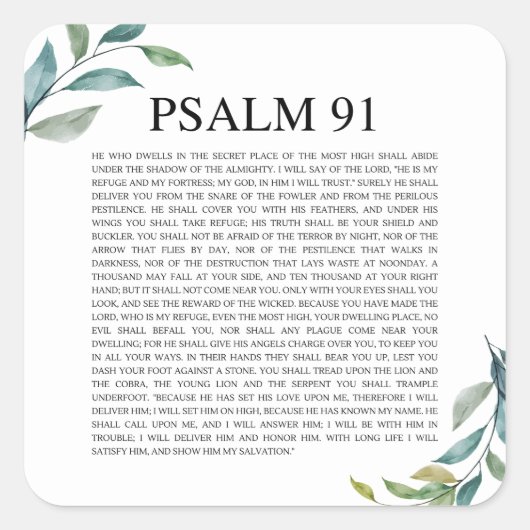 Psalm 91 NKJV Vierkante Sticker (Voorkant)