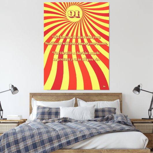 Psalm 91 No Harm Retro  Zomer Zonnebrand Canvas Afdruk (Insitu (Slaapkamer))