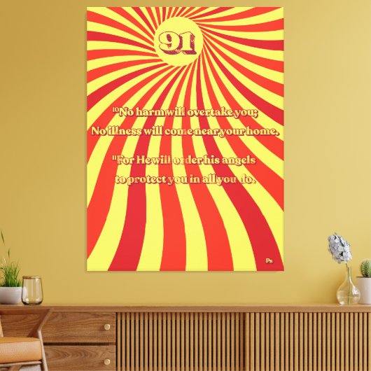 Psalm 91 No Harm Retro  Zomer Zonnebrand Canvas Afdruk (Insitu (Woonkamer))