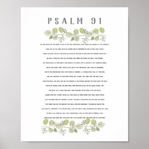 Psalm 91 Olijfgroen Eucalyptus Leaves Bible Art Poster