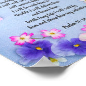 Psalm 91 op blauw weefsel met bloemen, poster (Hoek)