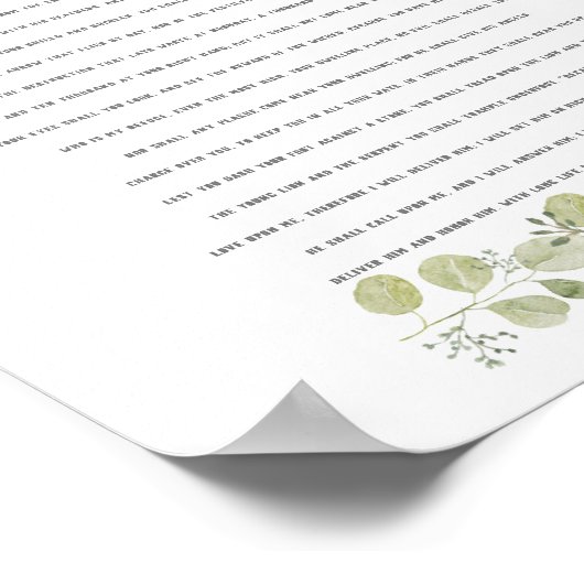 Psalm 91 over je kind Eucalyptus verlaat aangepast Poster (Hoek)