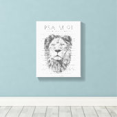 Psalm 91 over mijn familie Rustic Bold Lion Canvas Afdruk (Insitu (Houten vloer))