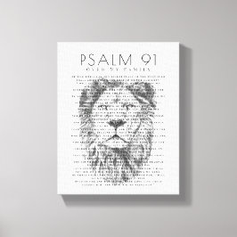Psalm 91 over mijn familie Rustic Bold Lion Canvas Afdruk