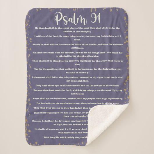 Psalm 91, Paarse, Koning James Versie, Bijbelvers Sherpa Deken (Voorkant)