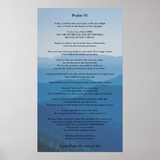 Psalm 91 Poster kan worden gepersonaliseerd (Voorkant)