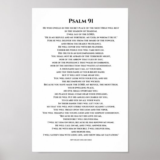 Psalm 91 Print, Waarde Poster Papier (mat) (Voorkant)