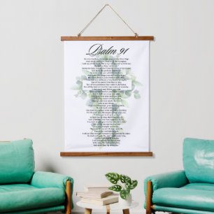 Psalm 91 Religieus Kruis met Eucalyptus Christelij Hangend Wandkleed