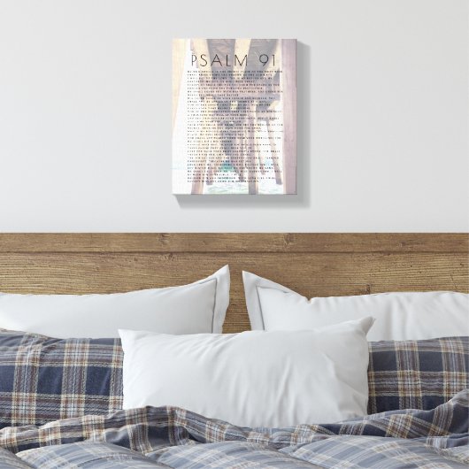 Psalm 91 Rustic Beach Bijbel Verse Canvas Prin (Insitu (Slaapkamer))