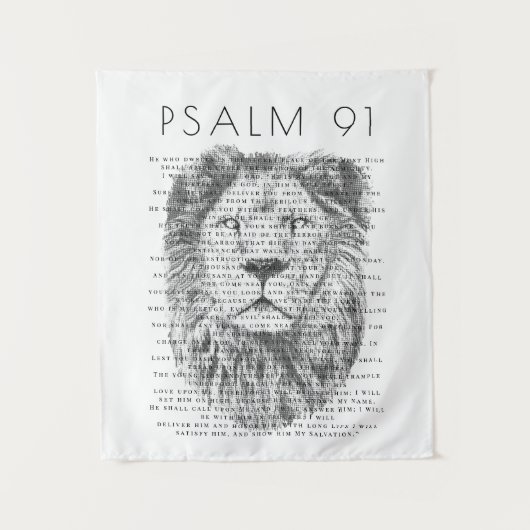 Psalm 91 Rustic Bold Bearded Lion Face Wandkleed (Voorkant)