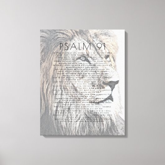 Psalm 91 Rustic Lion Head Christelijke Bijbelverse Canvas Afdruk (Voorkant)